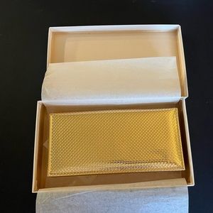 Vintage 1960s Goldwall Gold Metallic Leather Wallet Clutch NWT